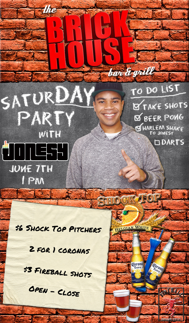 Saturday June 7th we bring the DAY PARTY to THE BRICKHOUSE BAR & GRILL @ 1PM. $6 Shock Top Pitchers, 2 for 1 Coronas & $3 Fireball Shots. Stamford, meet me there!