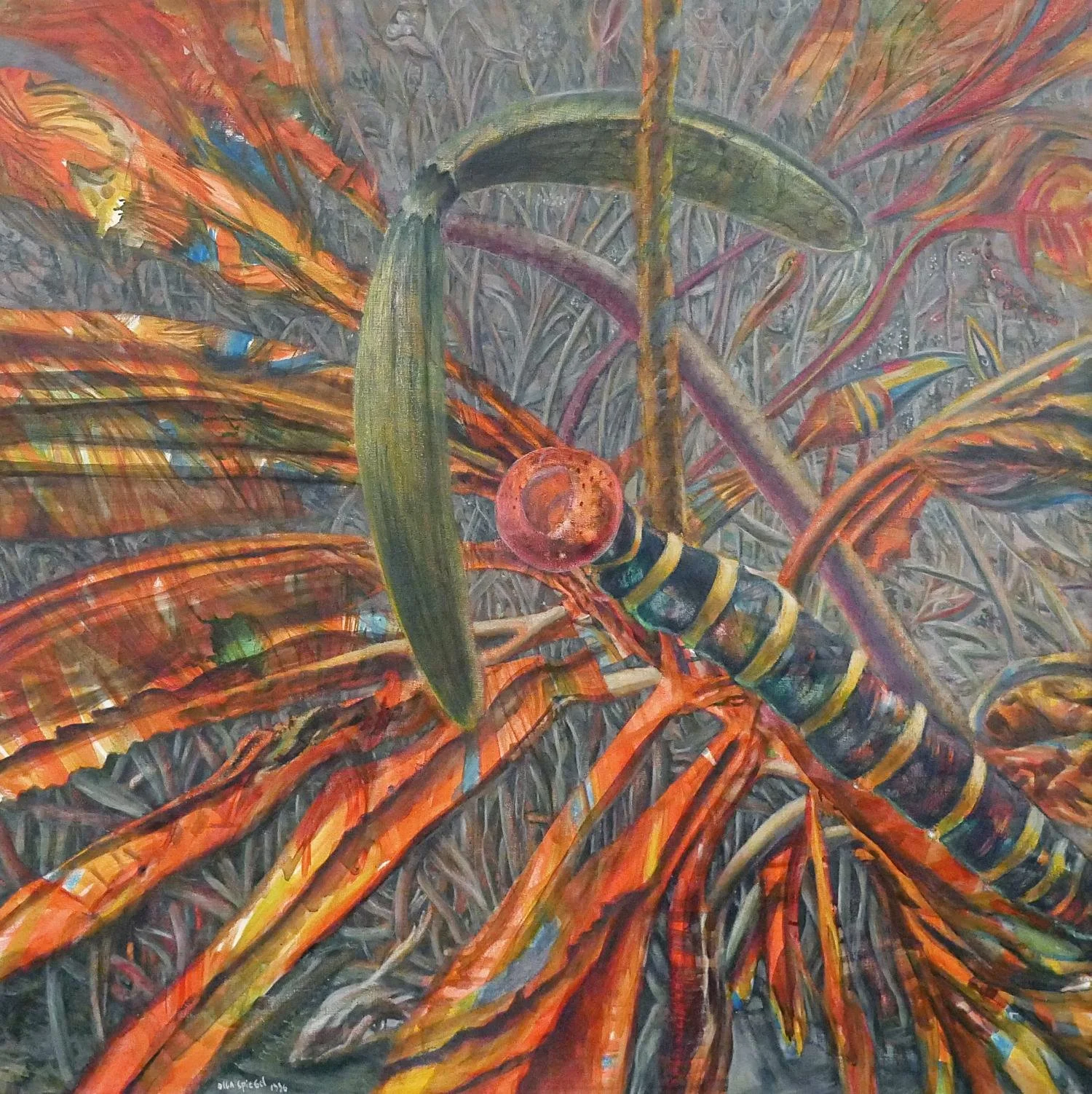  “Spacescape”, Oil on Canvas, 52” x 50” In, 1976  
Olga Spiegel