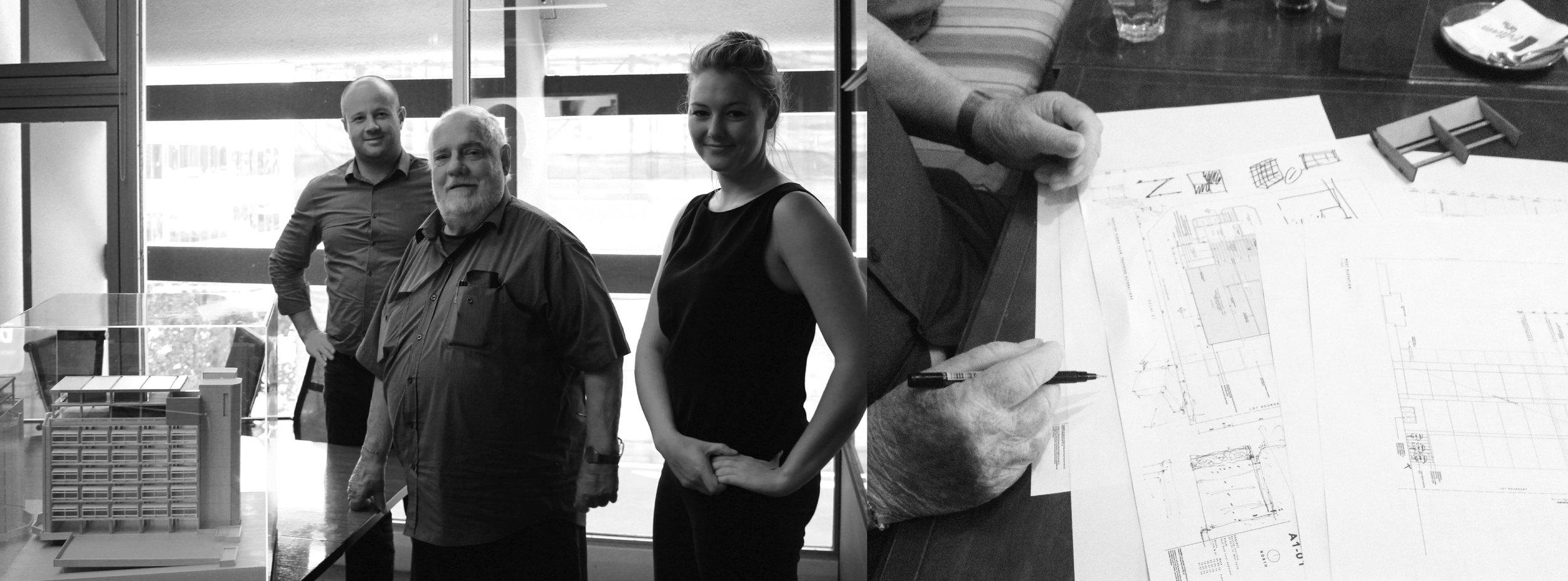 WS was lucky to be kept in line by one of the original architects on the CBH design team, Ralph Drexel (above middle) and our passionate clients Warrington Property during the design phase.