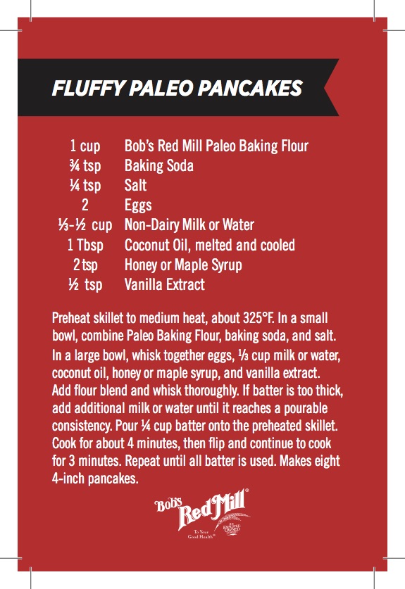 reverse of pancake card (recipe 1 of 5)