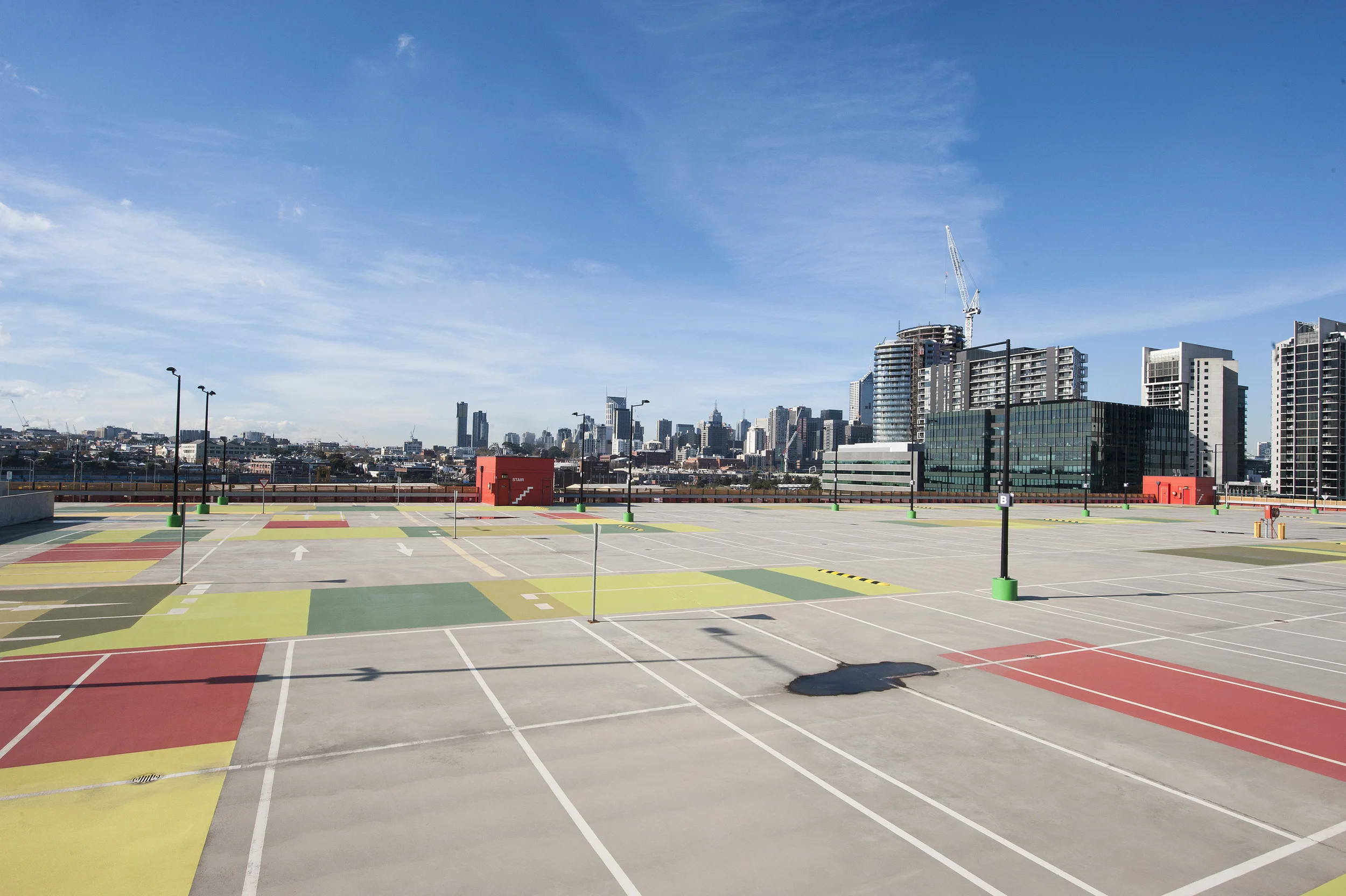The most noticeable view from the Melbourne Star Observation Wheel is the roof of Harbour Town car park building. 
