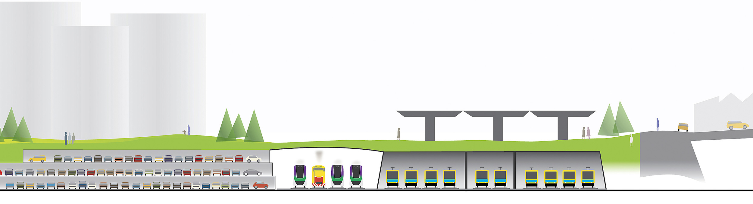 Positioning trains lower into the landscape would reduce much of the noise for residents in both E-Gate and West Melbourne.