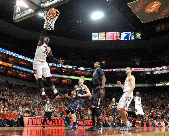Louisville's forward, Montrezl Harrell (24) is a beast and nothing short of it. (AP Photo/Jessica Hill)