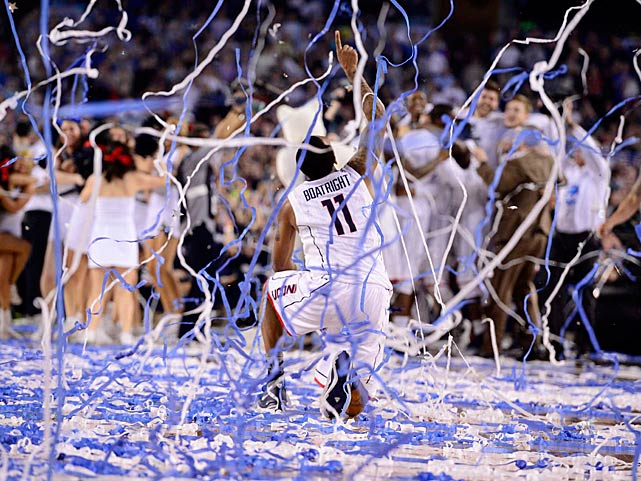 Ryan Boatright putting to the heavens as he is showered with confetti after winning his first championship. 