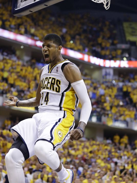 Paul George dropped 21 points in the 4th quarter last night. The Heat outscored the Pacers 33-29 in the 4th, but Paul George made sure they didn't end their season early. (Associated Press) 