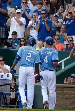 Alcides Escobar and Alex Gordon have been apart of the Royals since 2011 and has helped bring baseball back in KC. Since the Royals have a home win percentage of .563, currently this season with 31 wins at home. (John Rieger-USA TODAY Sports)