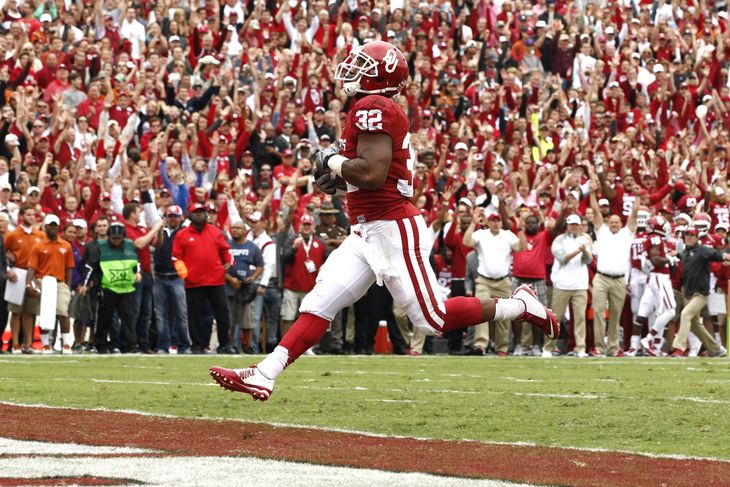 Semaje Perine sealed himself a spot in the history books with his record breaking day on the ground, just seven days after Melvin Gordon broke the same record. You don't see record change like this too often, especially the single game rushing record. Perine is a freshman, which makes his performance that much impressive, so we will get to see this young Sooner run the ball for another 2 more years. Watch out BIG 12. (AP Photo) 