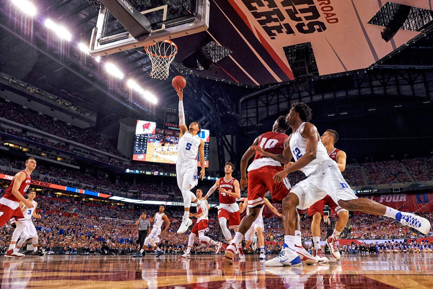 I said in our Bracketology issue that Tyus is the key for this Duke team, and looks what happened. Without Okafor, he saddled the team on his back, similar to how he did earlier in the season against Wisconsin. I would like to see him stay, but if the words "Lottery Pick" began to come up with his name, he might not have a choice but to go. (Greg Nelson/Sports Illustrated)