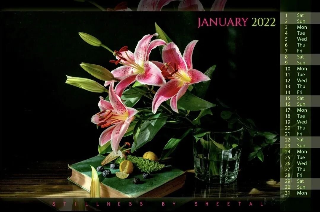 January 2022 is coming to an end already! Here is how Jan 2022 looks on my calendar.

#calendar2022 #stilllifephotographer #naturesbeauty #stilllifestyling #floralphotography #lillies #stilllifegallery