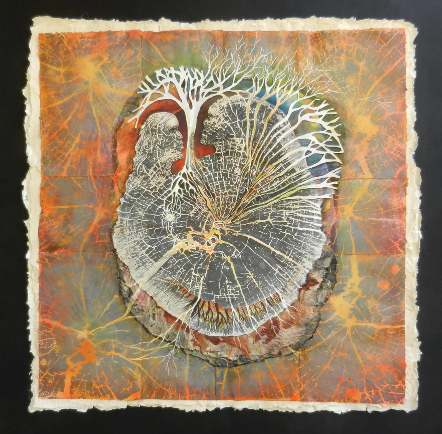  18. Norma MacDonald,  Lost Canopy  2014, lino printing ink, watercolour, acrylic, ink, pencil on watercolour paper, $3,000 