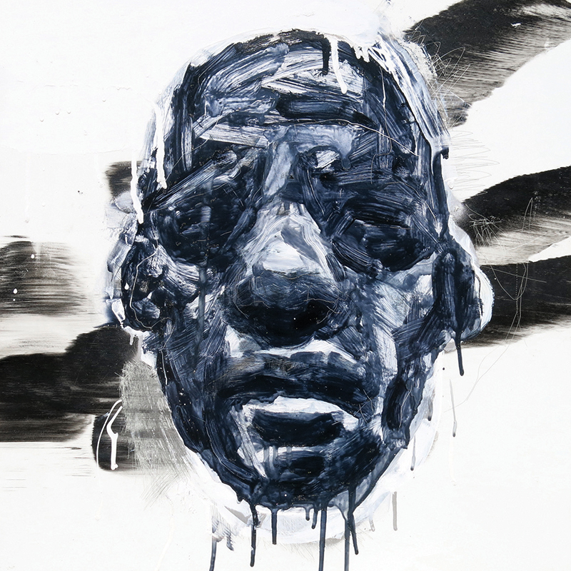 Image: Andy Quilty, Standstill - diptych (Detail) 2014, assisted motorbike burnout, oil and enamel on coated aluminium.