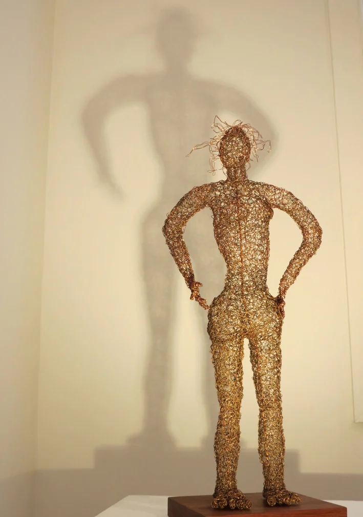  12. Cathy Rankin, Standing Woman, entwined copper wire, jarrah, $600 