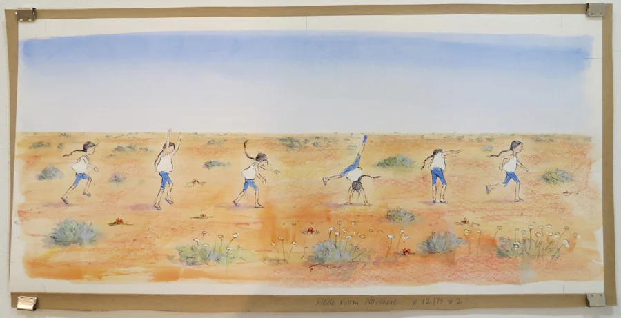  3.  Eve Running  by Karen Blair, pencil, watercolour, pastel, charcoal pencil, NFS 