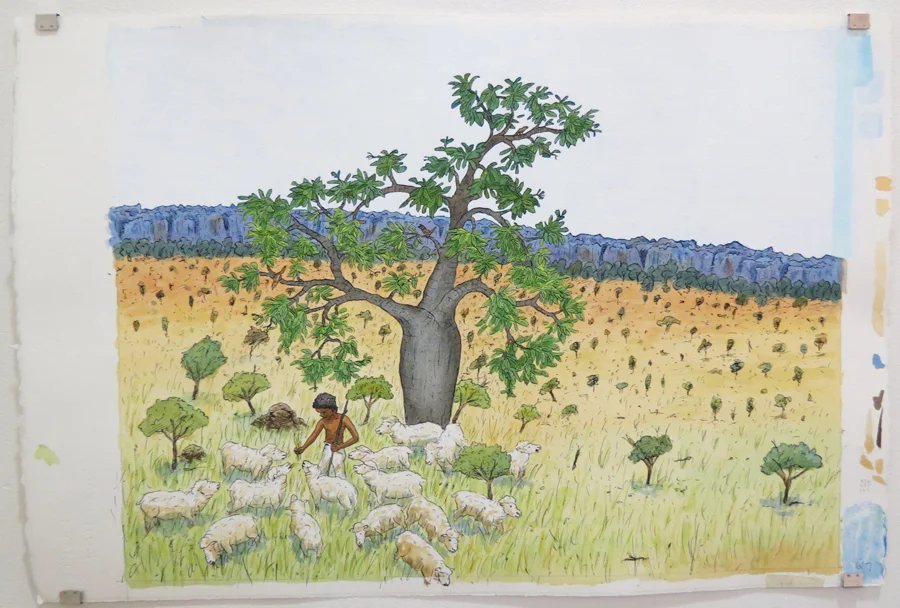  15.  But the boss at Lennard River...  by Terry Denton, watercolour on paper, NFS 