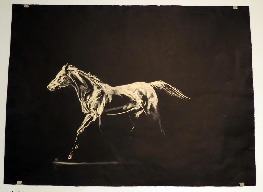  74.  The First Horse Trots  by Den Scheer, monoprint, $310 