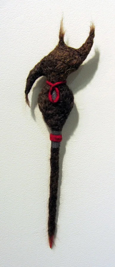  20.  Concita  by Katrina Virgona wool, wire, mesh, human hair, knitting needle $390 