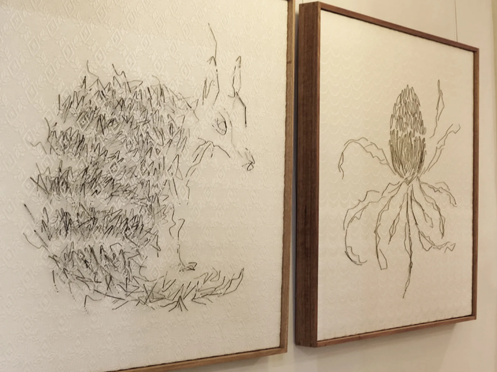  11.&nbsp; Interior (numbat) , Neil Aldum, bed sheet, curtain, bobby pins,&nbsp;$700  12.&nbsp; Interior (banksia) , Neil Aldum, bed sheet, curtain, bobby pins,&nbsp;$700 