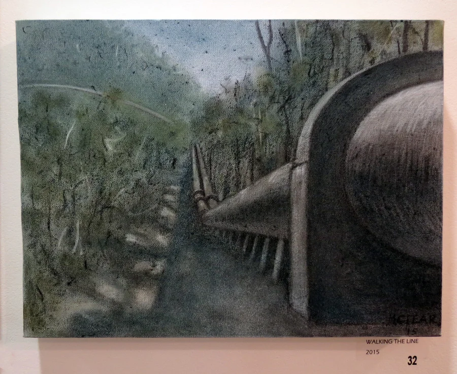  32. Madeleine Clear,&nbsp; Walking the Line , coloured graphite, charcoal on Masonite, 2015,&nbsp;$660 