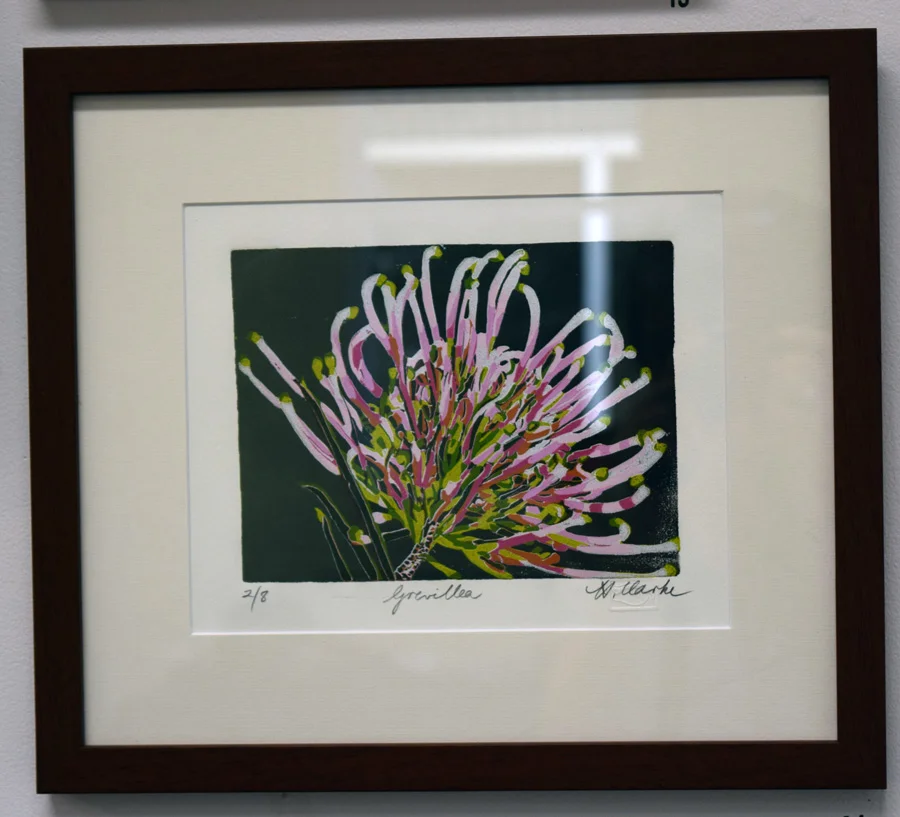  14. Helen Clarke,  Grevillea , 2 of 8, linocut $200 