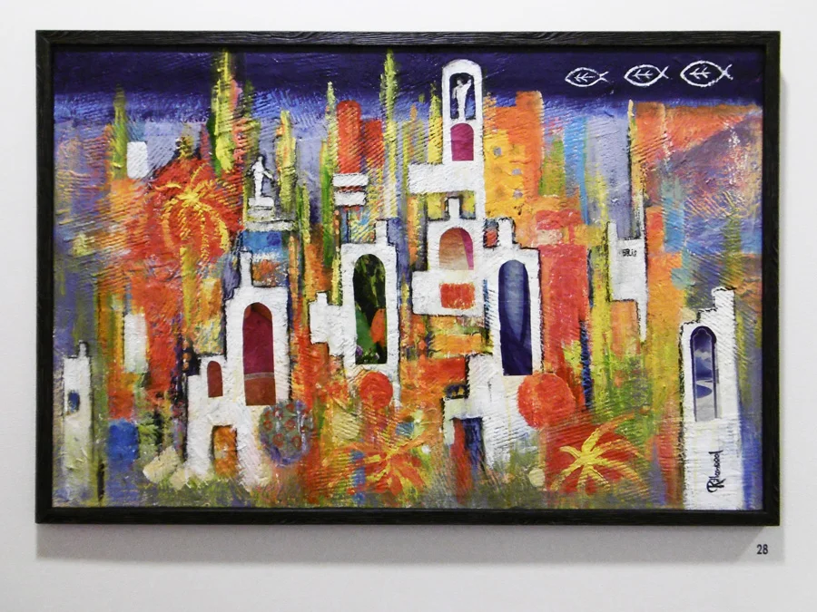  28. 'Atlantis', Trudy Smith, acrylic and collage on canvas, $660 