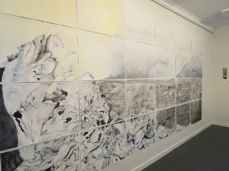  9. 'Spirit of Release....Lifting the Heart Toward Heaven', Caroline Lyttle, watercolour, charcoal, ash, fire, acrylic on Arches paper, $2,400 