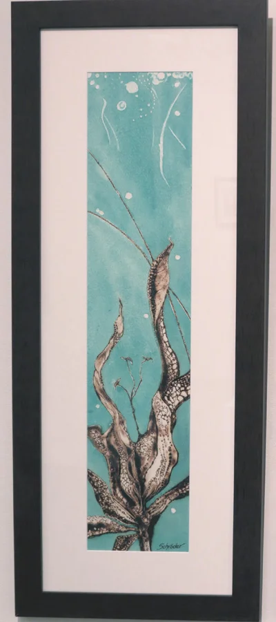  26. 'Floral Ignition IV', Sandie Schroder, burnt paper and watercolour, $495 