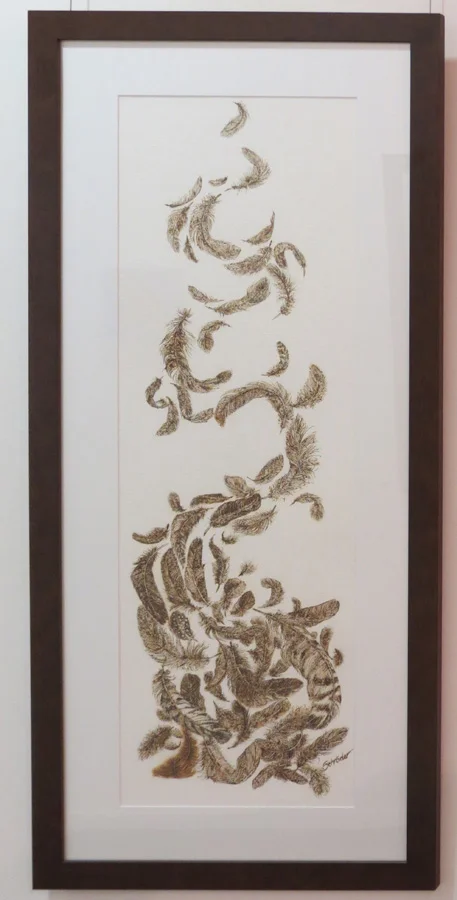  33. 'Falling Feathers', Sandie Schroder, burnt paper, $850 