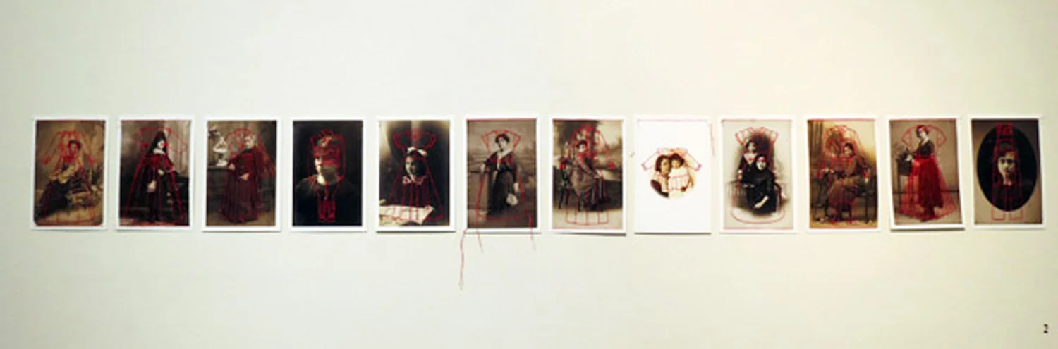  2. 'Unos Cuantos Piquetitos (A Few Small Nips)', Eva Fernandez, inkjet print on Hahnemukle paper, thread, $200 each  