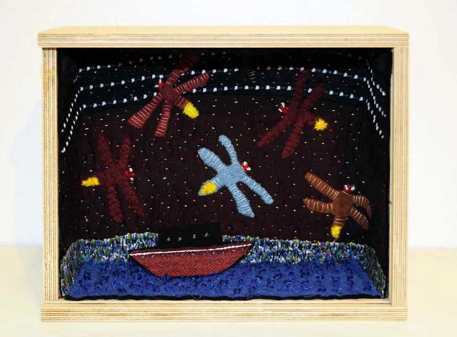  29. Sarah Toohey, 'Fireflies', fabric, paper, hand stitched    