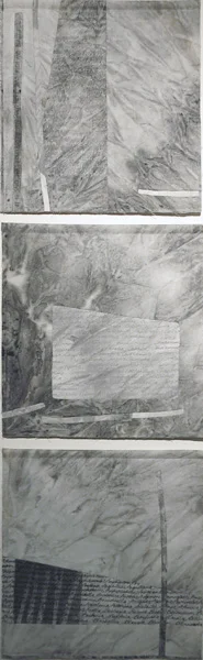  39. Peggy Lyon, 'Saltlands - Gully, Home Paddock, Hillside', Fabric, dyeing, stitch, 2001, 32 x 30 cm each, On loan from the Lyon Estate 