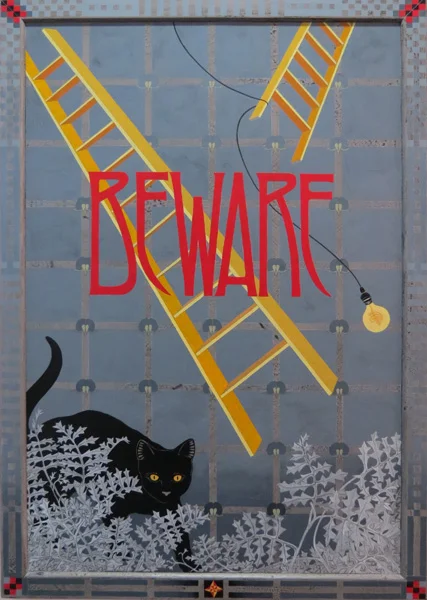  65. Peggy Lyon, 'Risky Business, Beware', Acrylic on board, 2015, 99 x 68 cm, On loan from a private Collection 