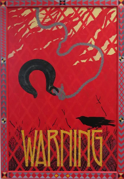  66. Peggy Lyon, 'Risky Business, Warning', Acrylic on board, 2015, 99 x 68 cm, On loan from a private Collection 