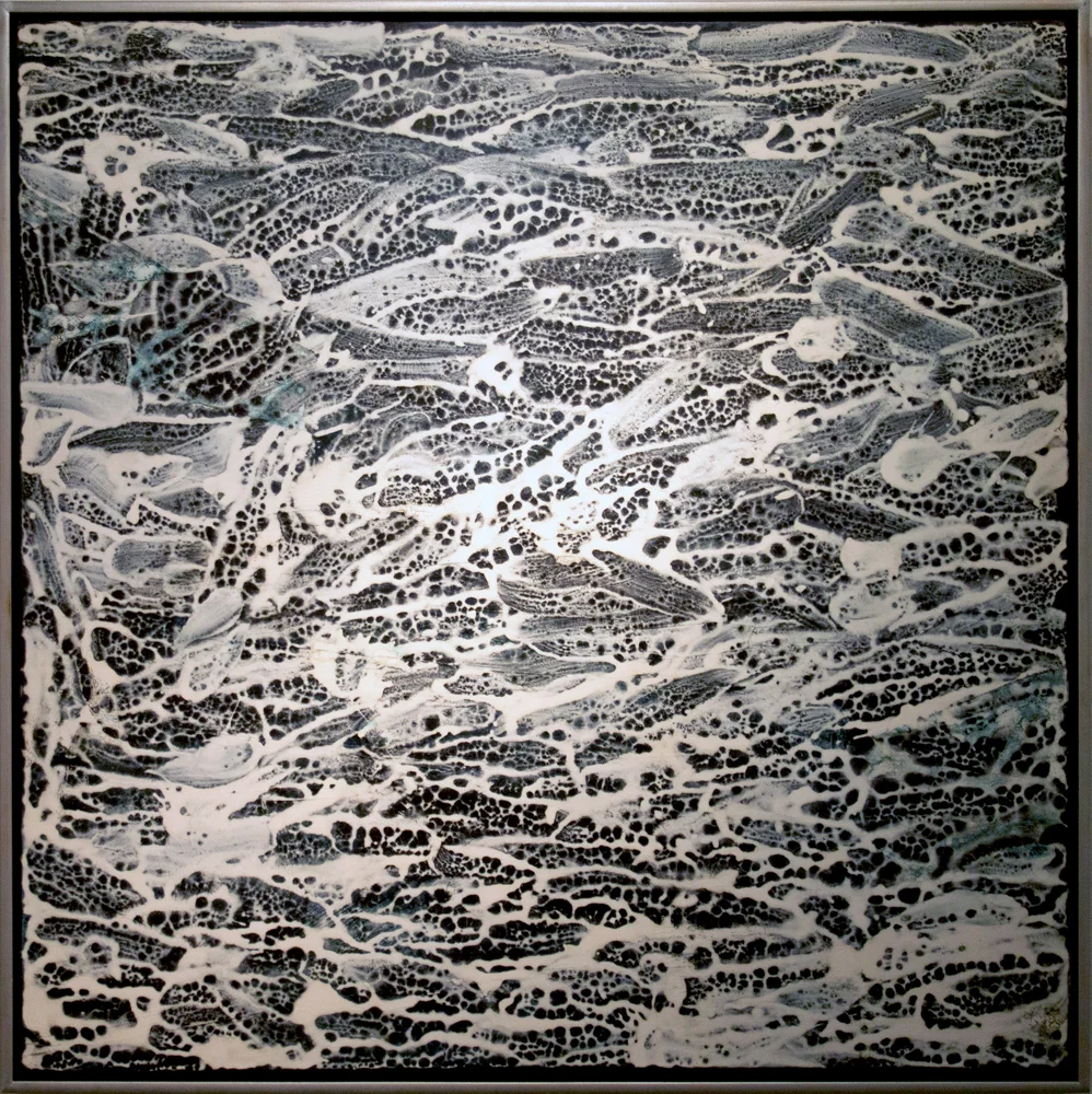  15. Bec Juniper, 'After Water Event', 2018, mixed media on linen, 105 x 105 cm, $5,800 