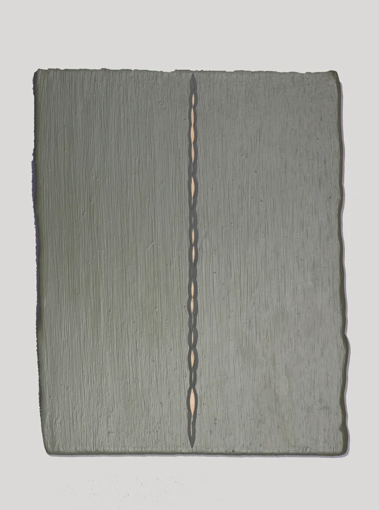  23. André Lipscombe, 'Green painting' (diptych) (right detail), 2016, acrylic paint on wood, 28 x 55 x 4 cm (installed), $3,600 