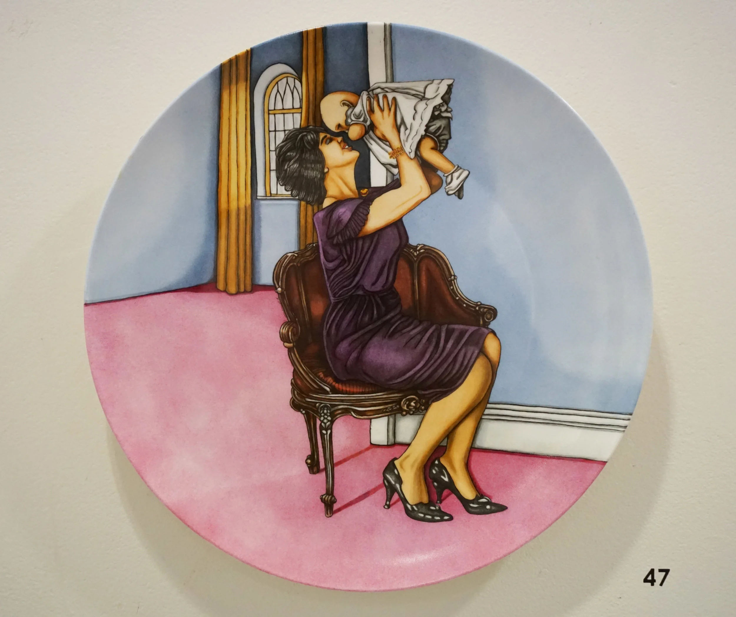  47. Megan Evans,  Baby Tossing , China painting $895 