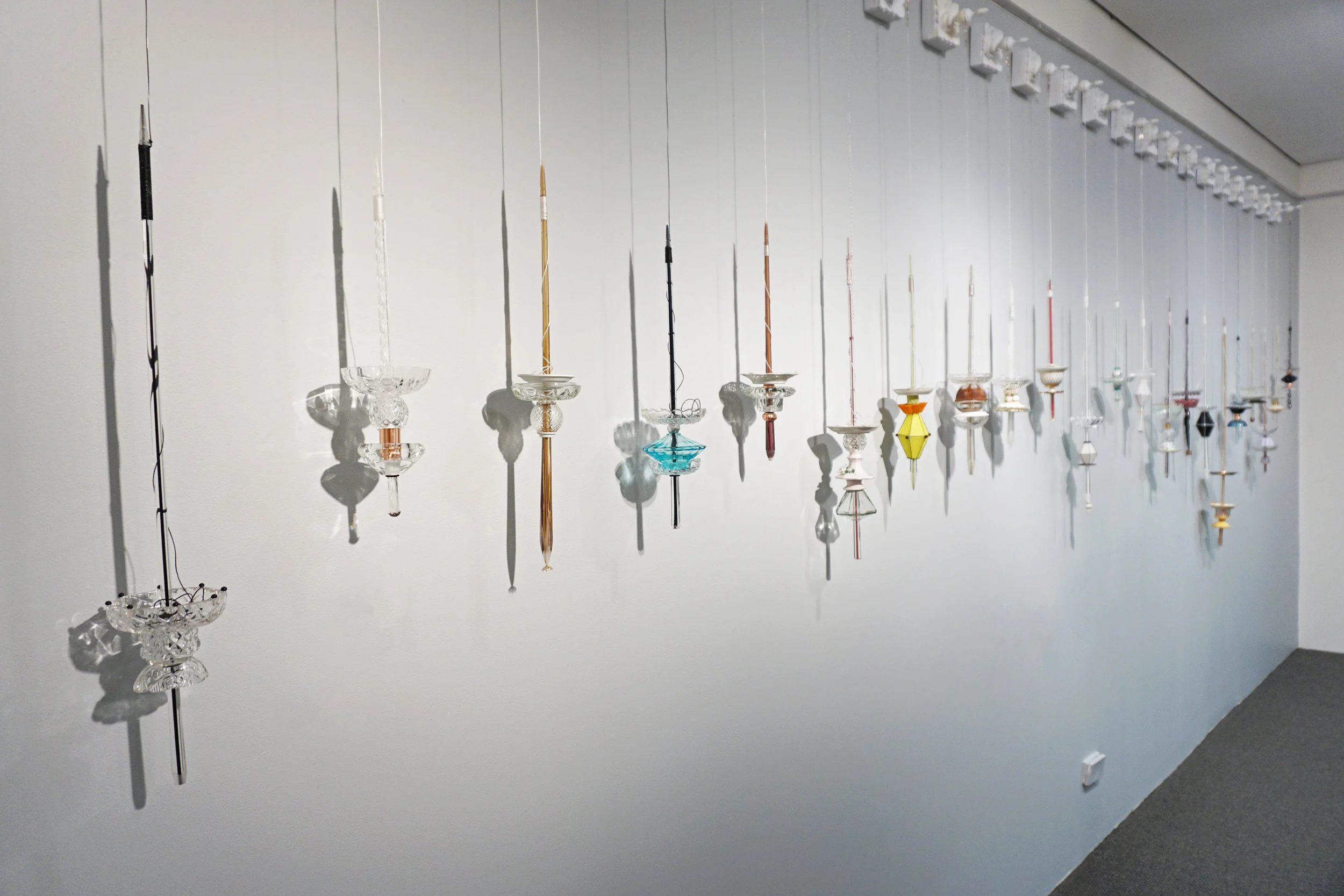  Denise Pepper,  Spinning Yarns,  glass and found objects, variable dimensions (22 works) $450 each 