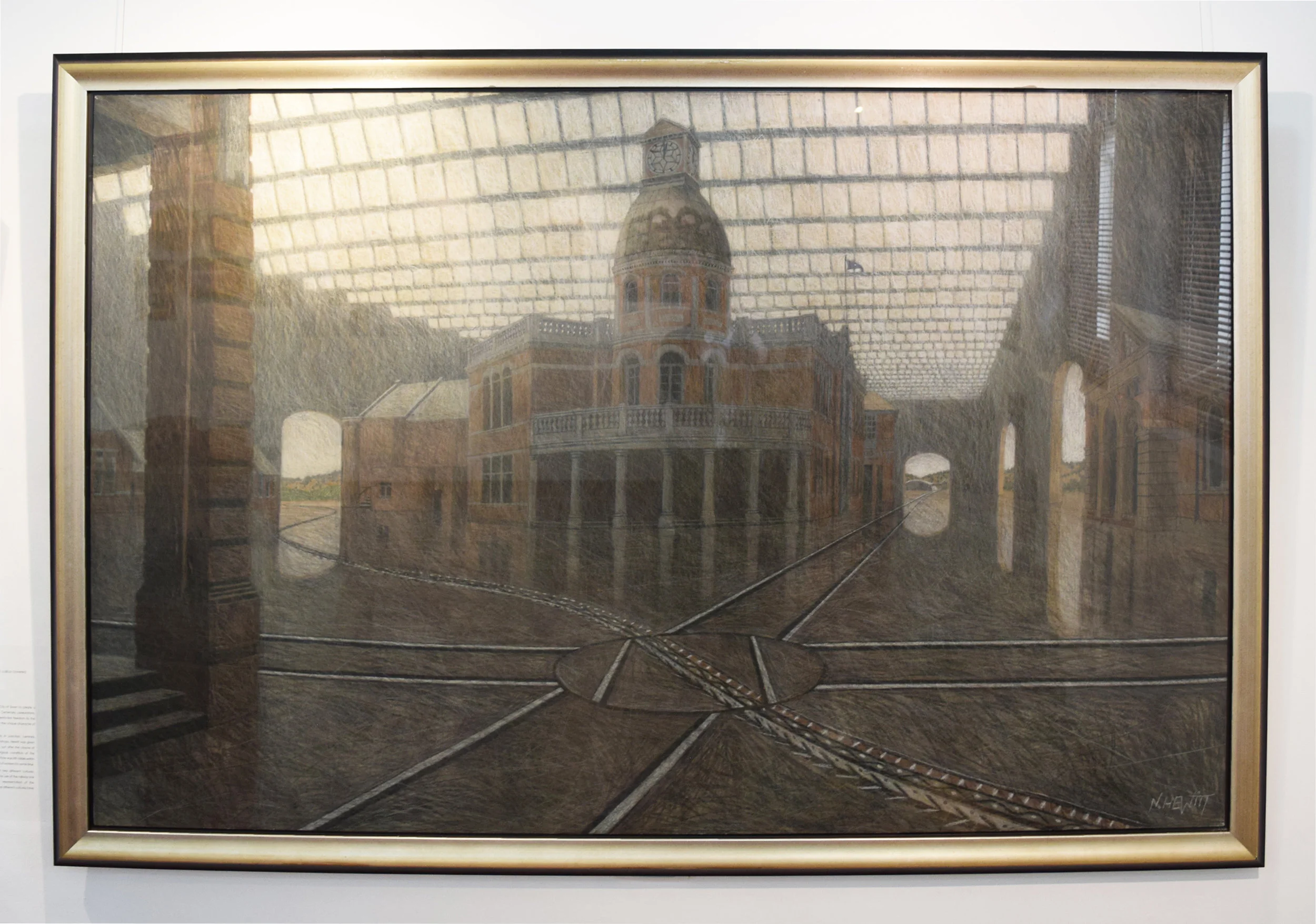  Nigel Hewitt,  The Junction,  1995, mixed media on paper, 120 x 180 cm. City of Swan Collection. 