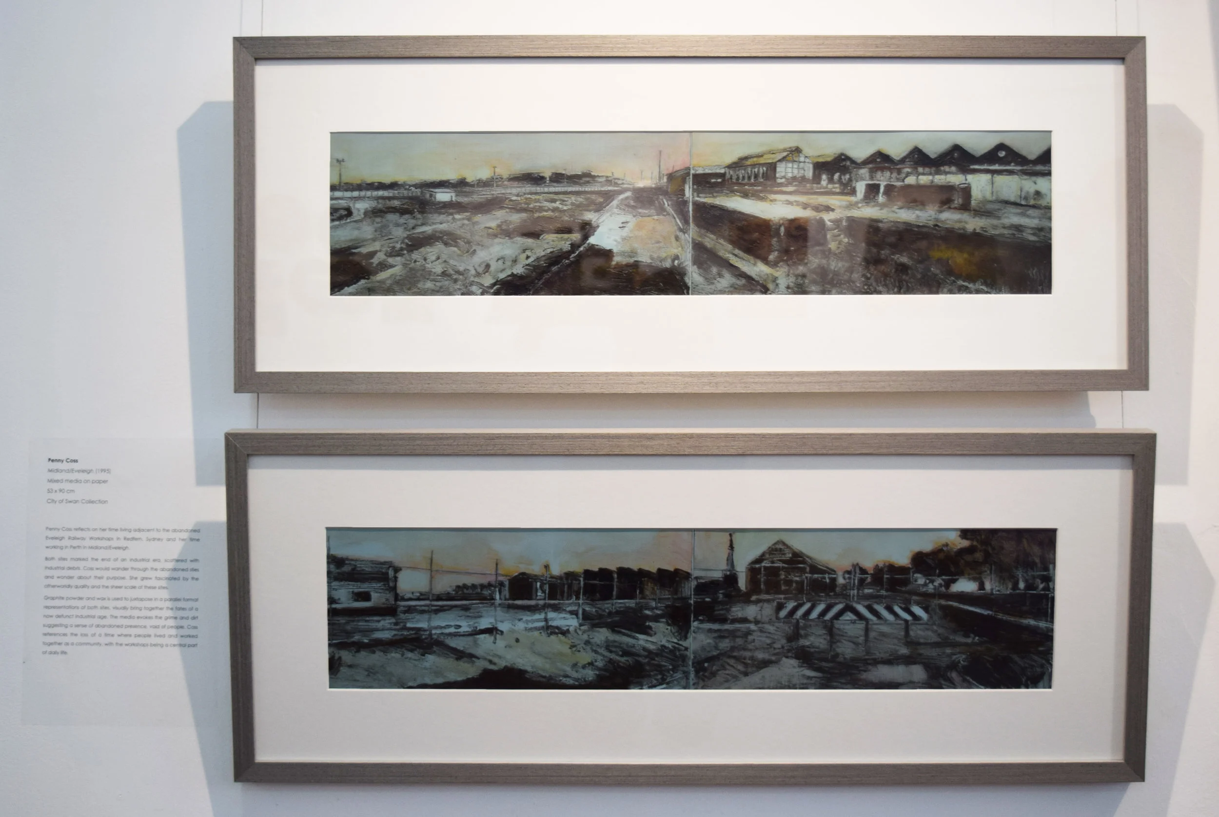  Penny Coss,  Midland-Eveleigh , 1995, mixed media on paper, 53 x 90 cm, City of Swan Collection 