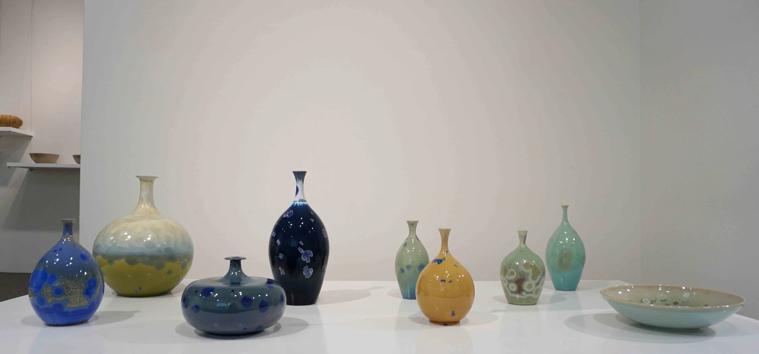  3-11. Andrew Tremain, C rystalline Glazed ceramics,  2018, stoneware or porcelain clay. Priced individually. 