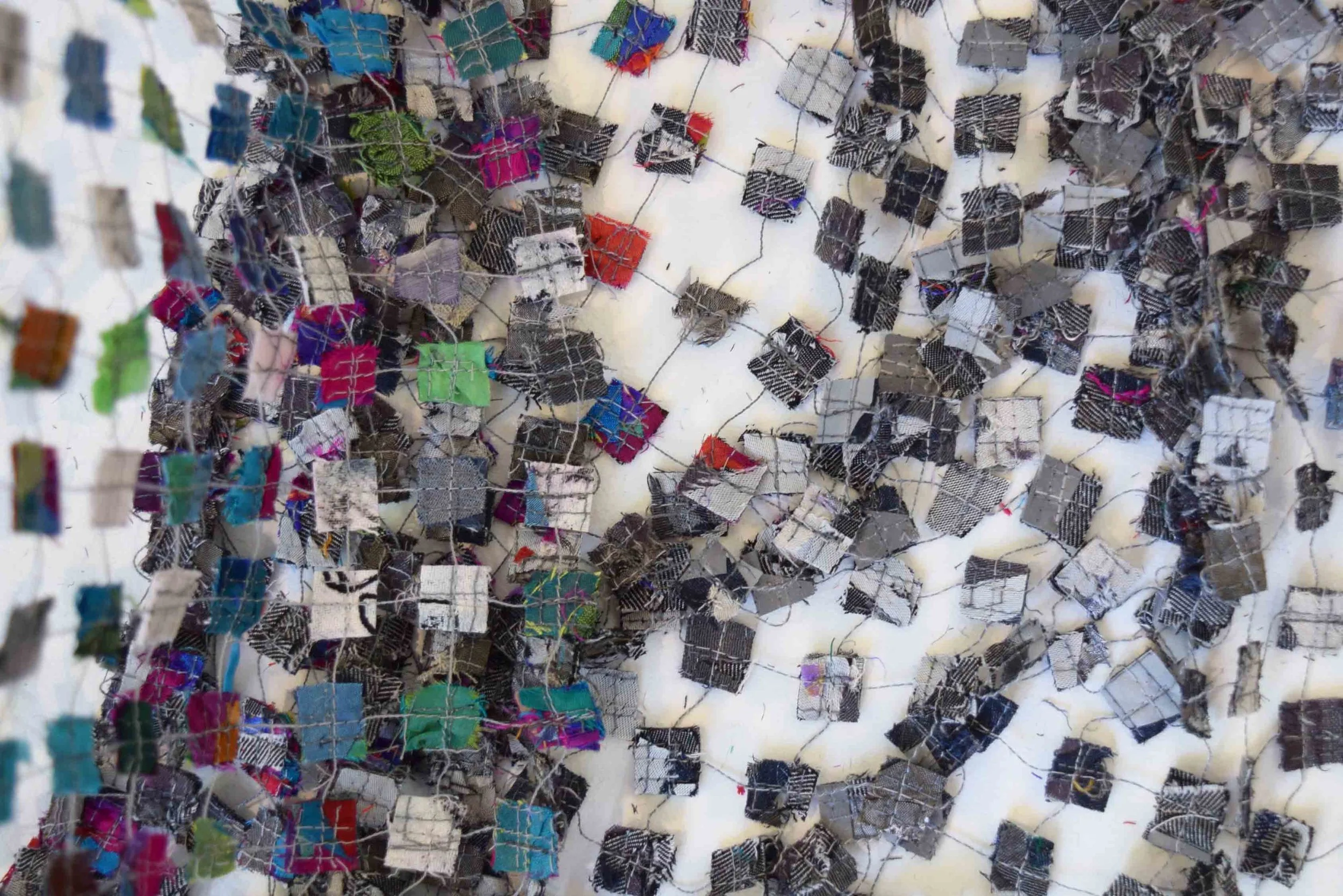  3.  Days , 2018, silk, minute scraps leftover from the construction of previous artworks, 1010x100cm. $4,900 