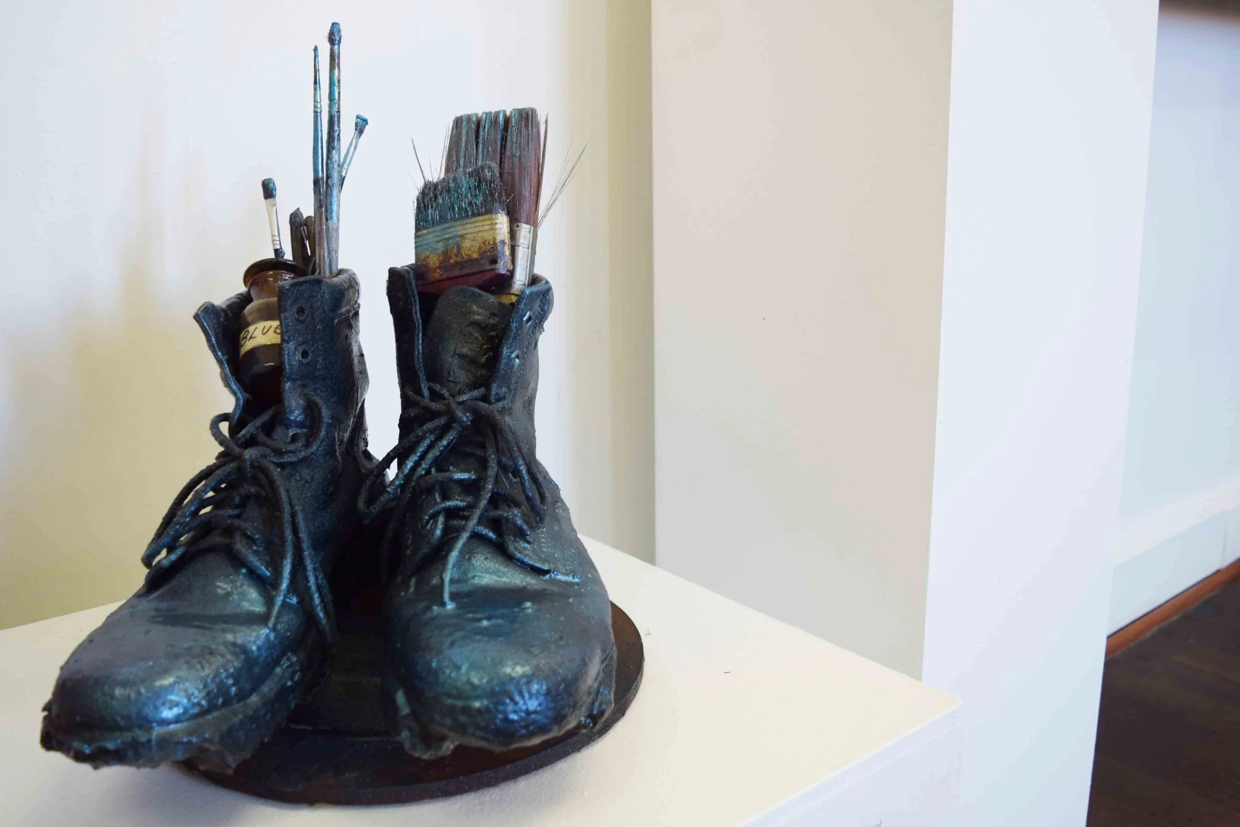  19.  The Wandering Artist , 2016, found objects, resin, inference blue pigment, 30 x 30 x 30 cm. $1,200 