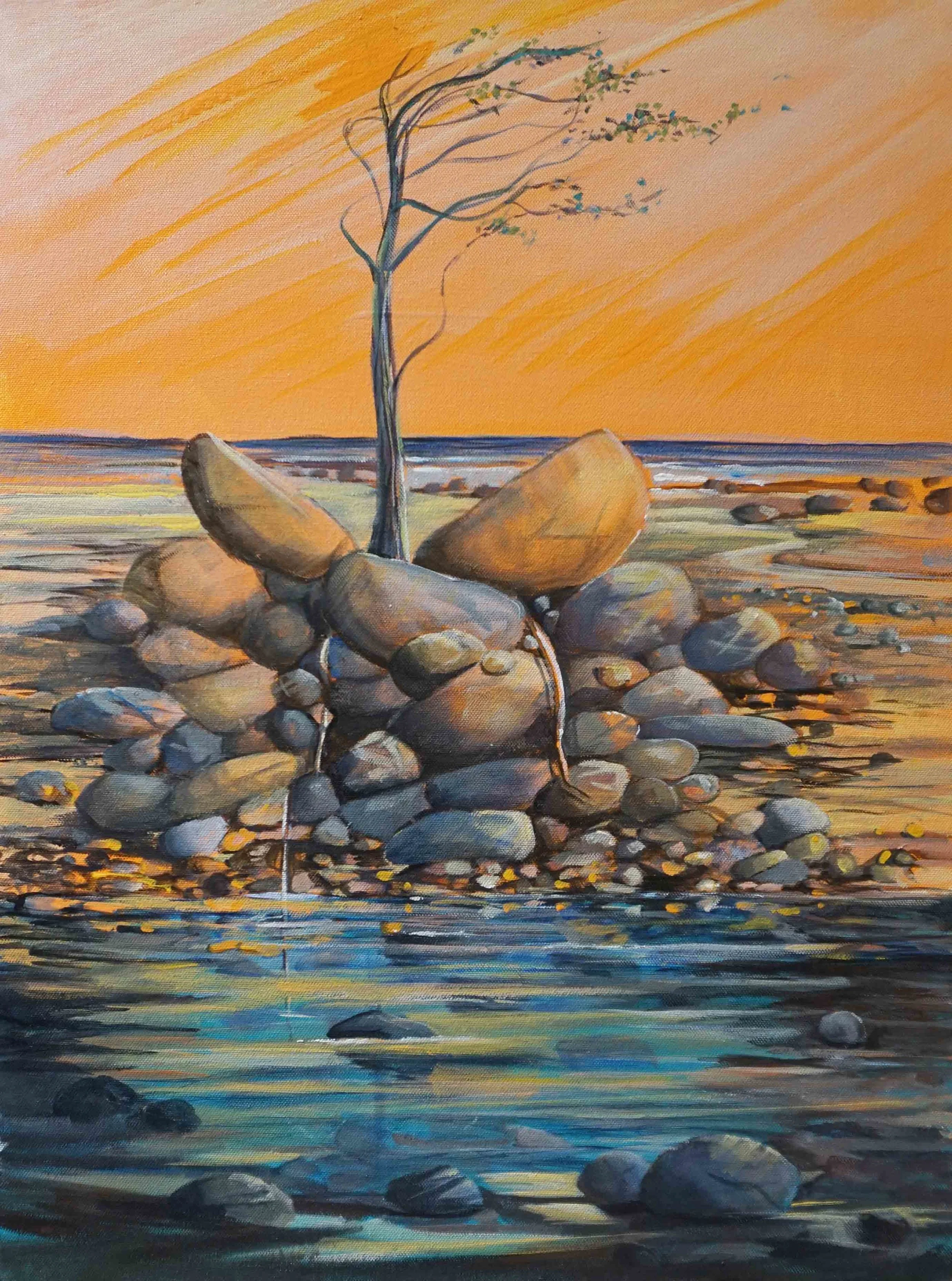  4. Patricia Tarrant,  Beating the Odds,  2019, acrylic on canvas, 61 x 45 cm $480 