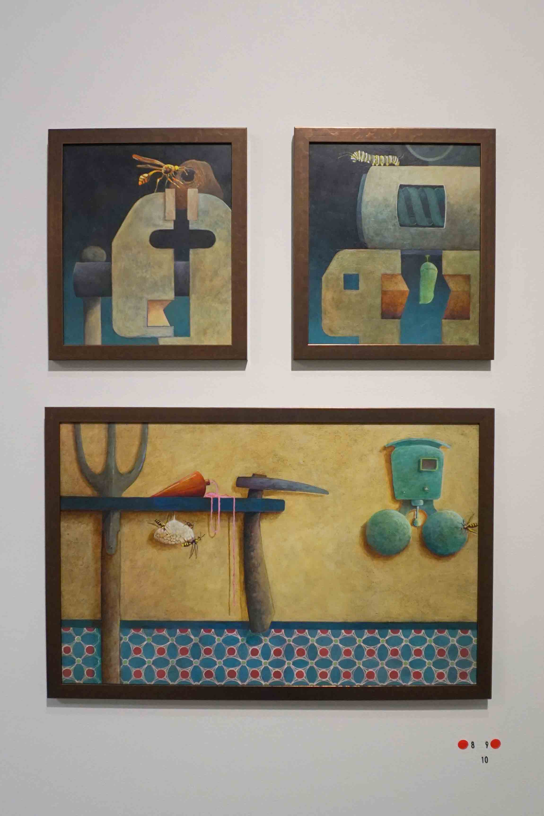  8. Peter Dailey,  Survival 5 , 2019, acrylic, oil on board, 26.5 x 22.5 cm $500  9. Peter Dailey,  Survival 6 , 2019, acrylic, oil on board, 26.5 x 22.5 cm $500  10. Peter Dailey,  Survival 4 , 2019, acrylic, oil on board, 35 x 55 cm $950 