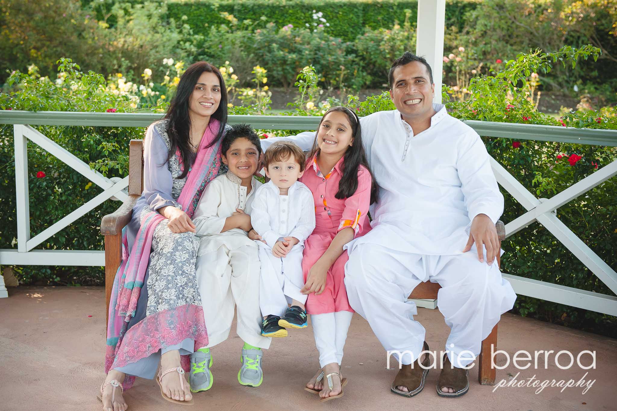 Beautiful family shot amongst lovely gardens.