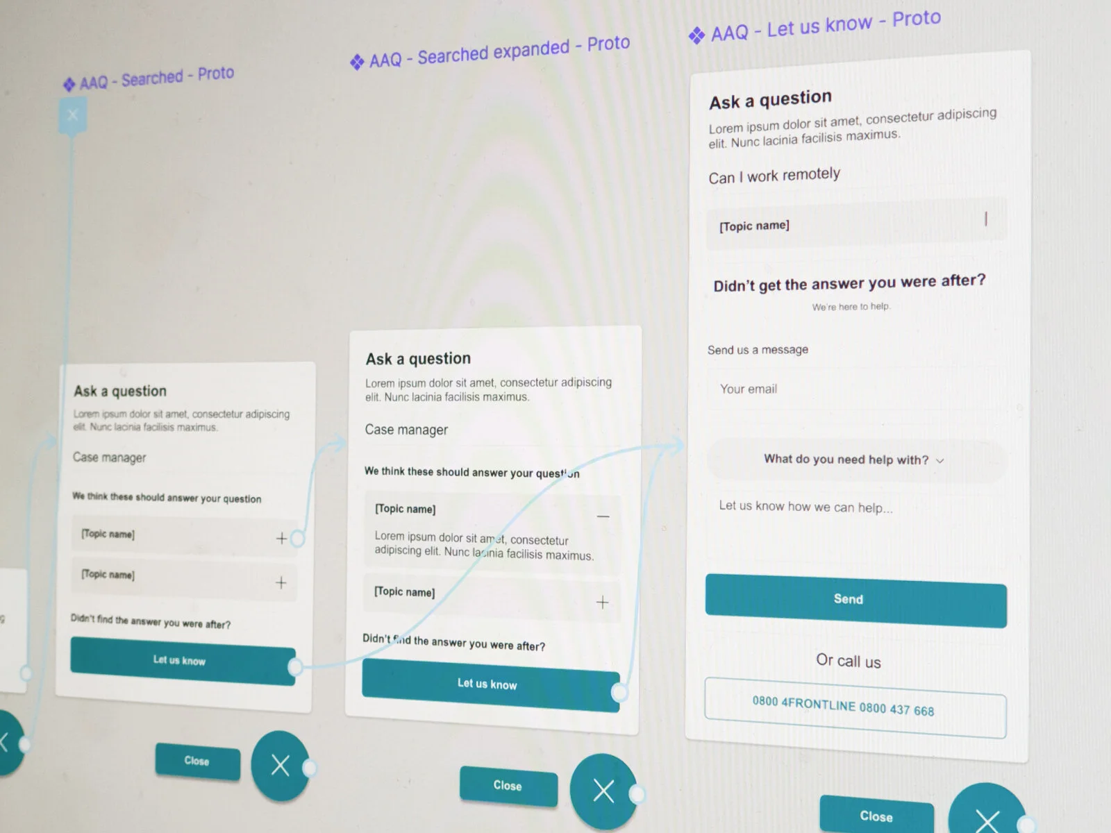 Prototype of the chatbot FAQ.