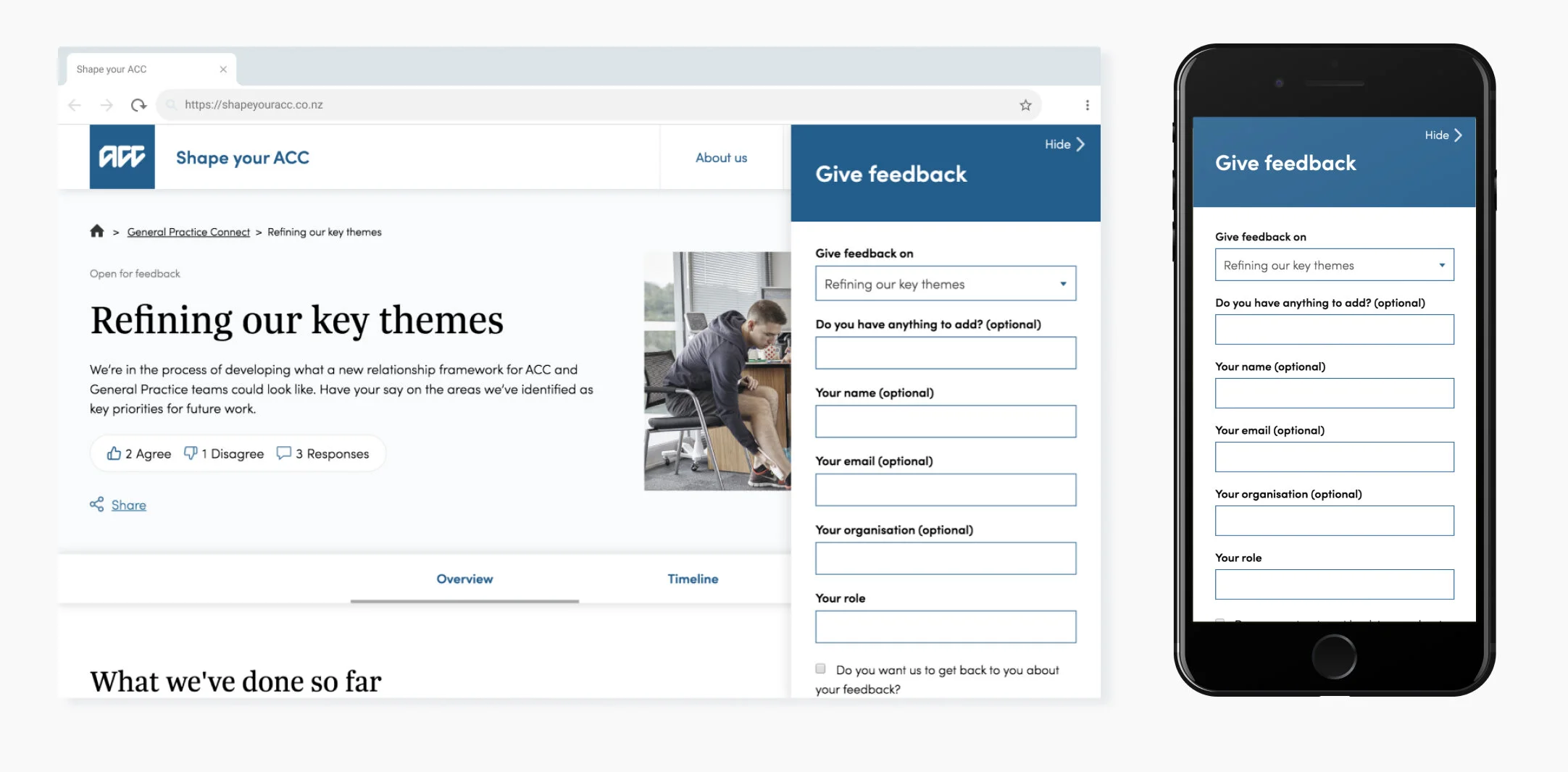 Feedback active state on the desktop and mobile.
