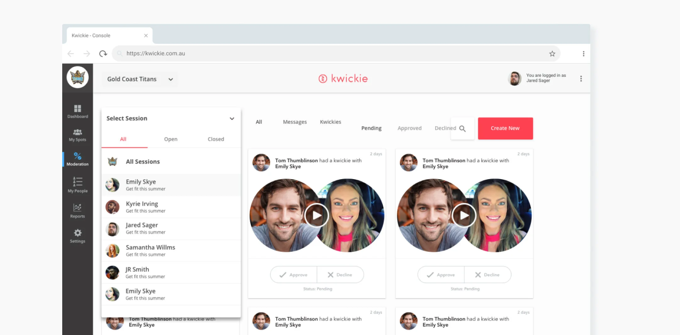 Kwickie console, where all branded moderated sessions we’re created and moderated.
