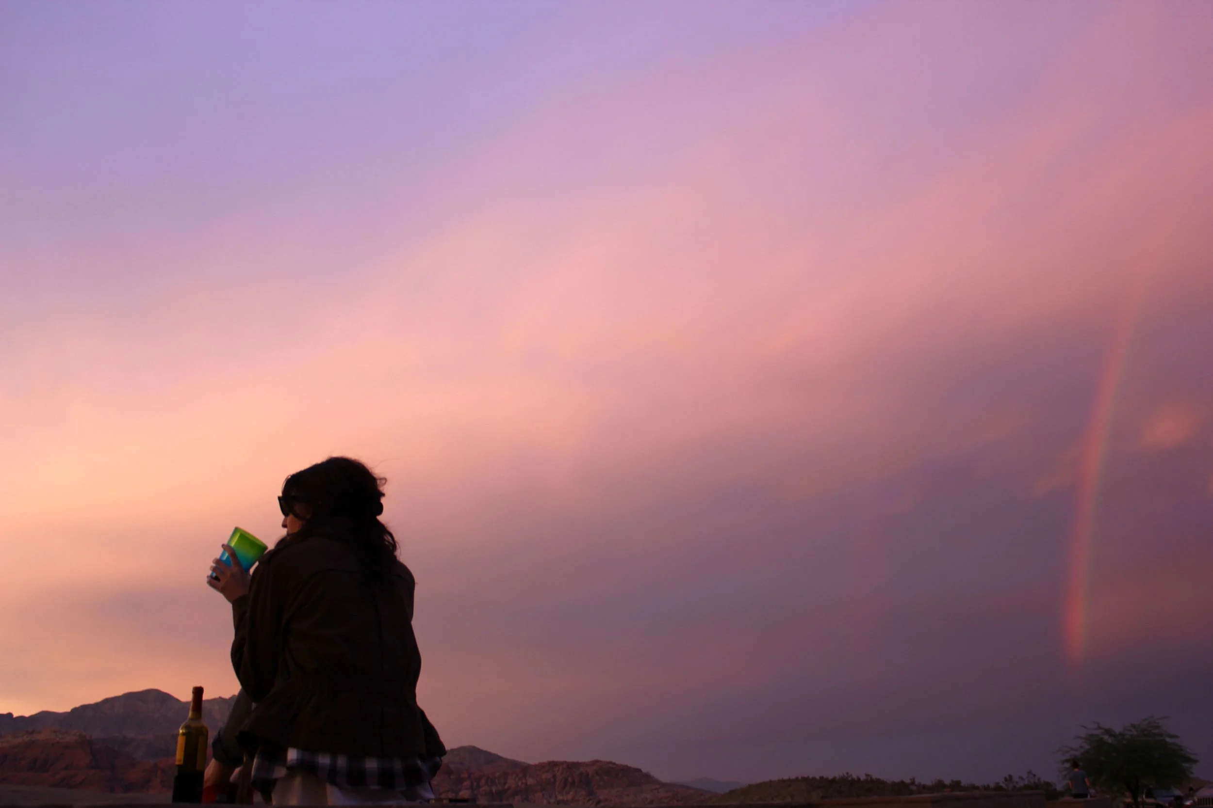 Rainbows, sunsets, and bottles of red - Red Rock Canyon, NV.