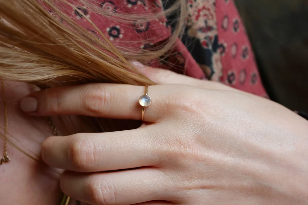The little gem labradorite and moonstone ring in 14k or sterling