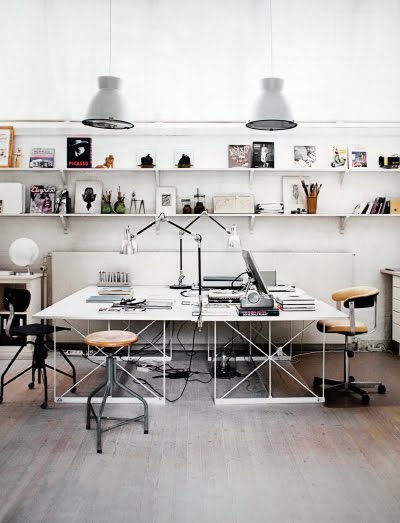 everything about this is the dream. shelving.lighting.desk space.